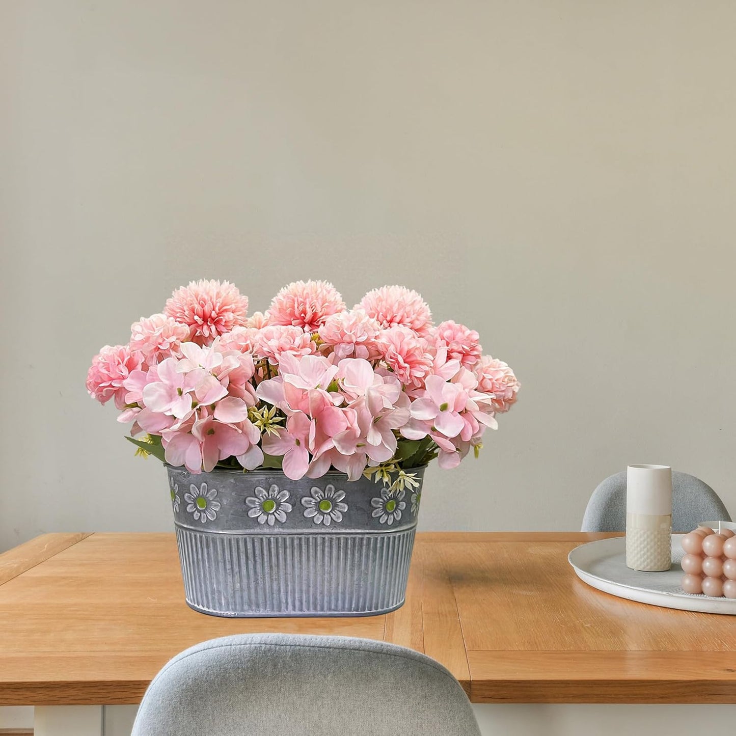Artificial Hydrangea Potted Flower, Silk Flowers Arrangement for Table Centerpieces Décor, Flower Bouquet for Wedding Decoration, Blue