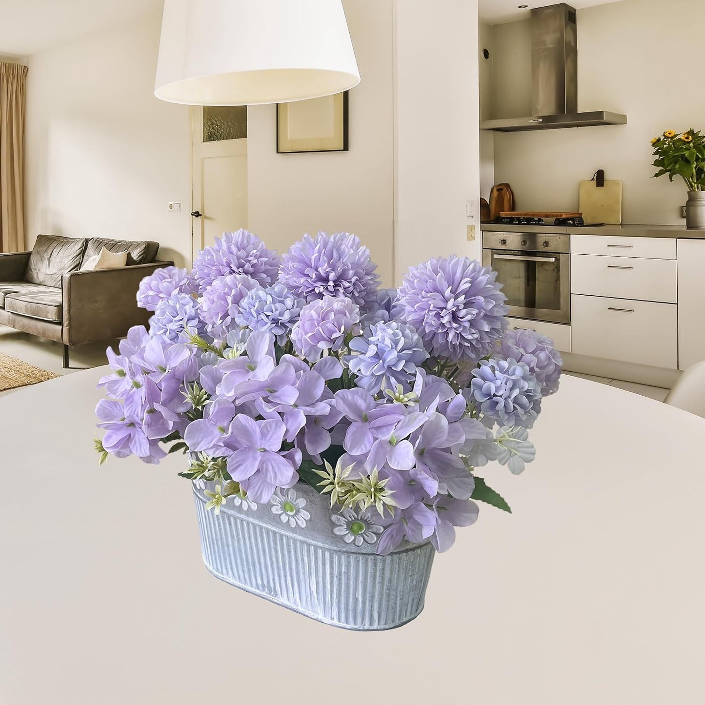 Artificial Hydrangea Potted Flower, Silk Flowers Arrangement for Table Centerpieces Décor, Flower Bouquet for Wedding Decoration, Blue