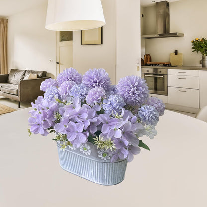 Artificial Hydrangea Potted Flower, Silk Flowers Arrangement for Table Centerpieces Décor, Flower Bouquet for Wedding Decoration, Blue