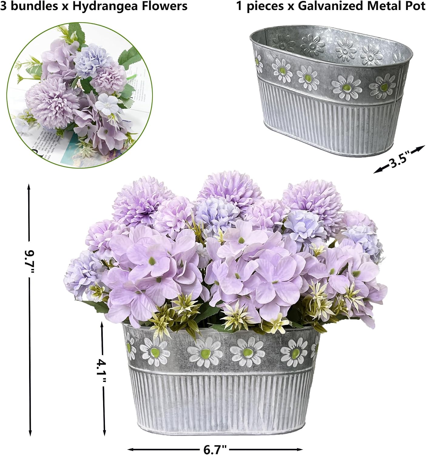 Artificial Hydrangea Potted Flower, Silk Flowers Arrangement for Table Centerpieces Décor, Flower Bouquet for Wedding Decoration, Blue