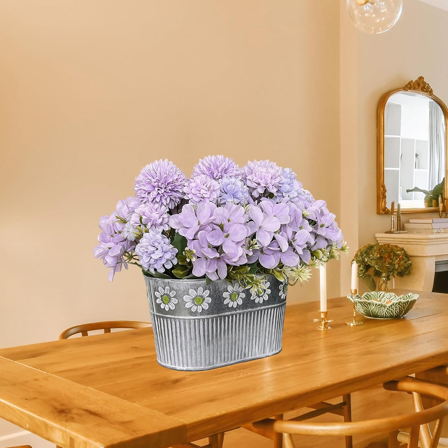 Artificial Hydrangea Potted Flower, Silk Flowers Arrangement for Table Centerpieces Décor, Flower Bouquet for Wedding Decoration, Blue