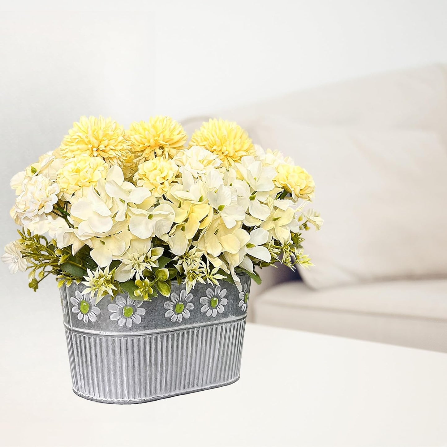 Artificial Hydrangea Potted Flower, Silk Flowers Arrangement for Table Centerpieces Décor, Flower Bouquet for Wedding Decoration, Blue