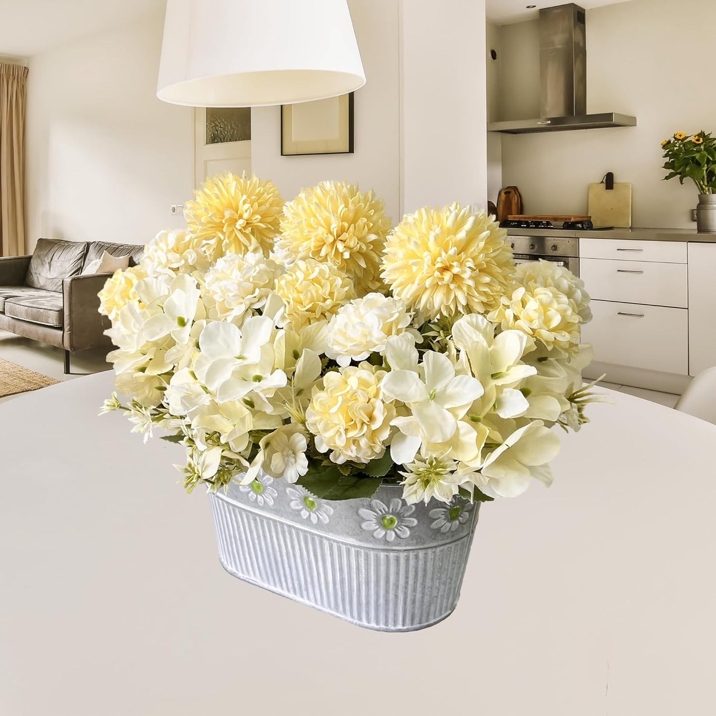 Artificial Hydrangea Potted Flower, Silk Flowers Arrangement for Table Centerpieces Décor, Flower Bouquet for Wedding Decoration, Blue
