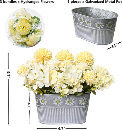 Artificial Hydrangea Potted Flower, Silk Flowers Arrangement for Table Centerpieces Décor, Flower Bouquet for Wedding Decoration, Blue