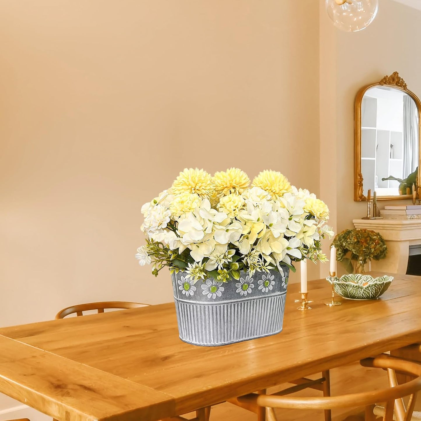 Artificial Hydrangea Potted Flower, Silk Flowers Arrangement for Table Centerpieces Décor, Flower Bouquet for Wedding Decoration, Blue