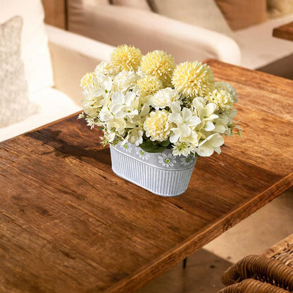 Artificial Hydrangea Potted Flower, Silk Flowers Arrangement for Table Centerpieces Décor, Flower Bouquet for Wedding Decoration, Blue