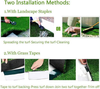 1.38Inch Realistic Artificial Grass Turf-5FTX10FT,Custom Size
