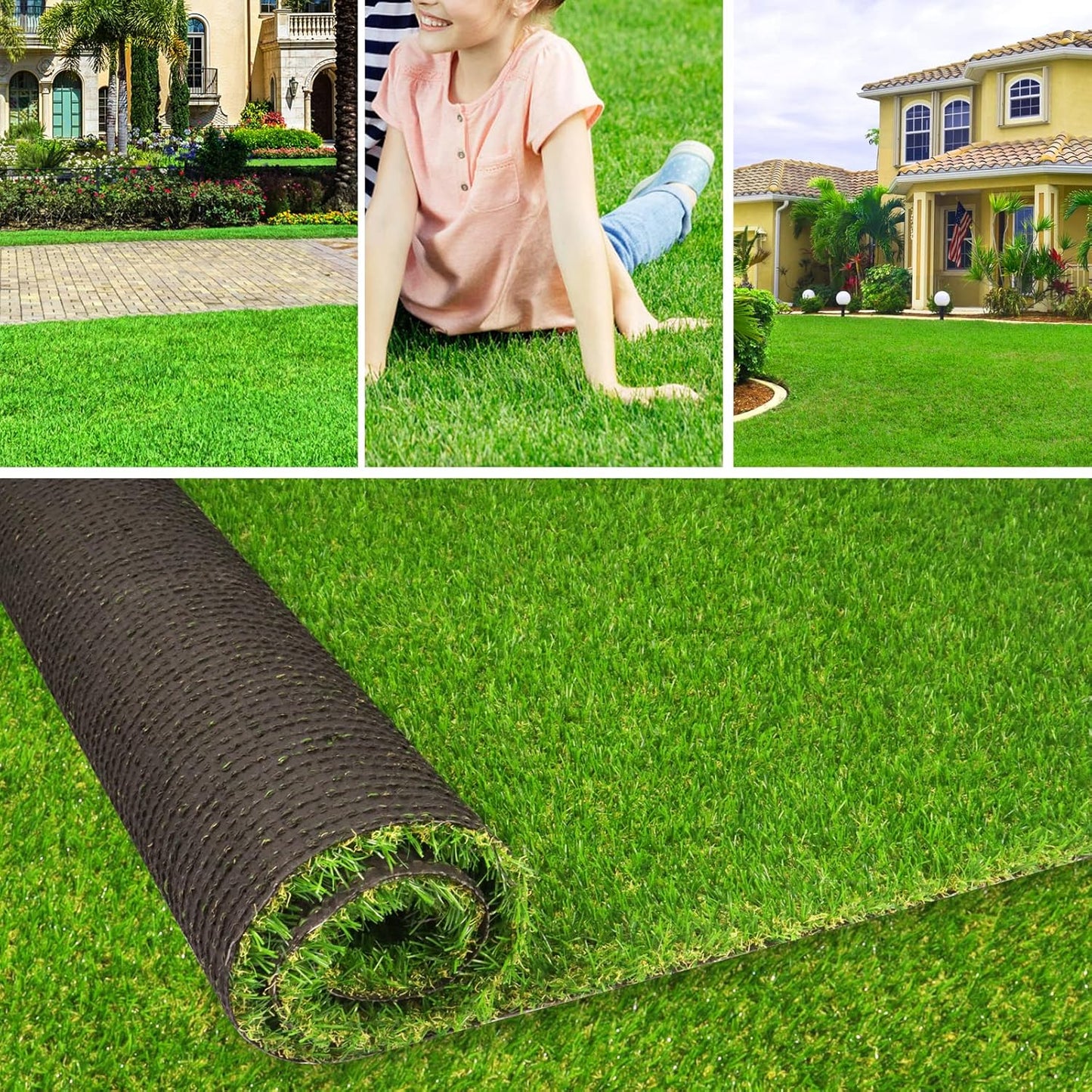 Artificial Grass Fake Grass Lawn Turf 4 ft 10 in x 8 ft, Realistic Synthetic Pet Turf Garden Landscape, Indoor/Outdoor Rugs with Drain Holes, Dogs Pee Pads Area, Customized Available