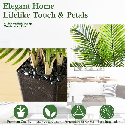 Artificial Palm Tree:5FT Tall Fake Areca Palm Plant (Black Planter)