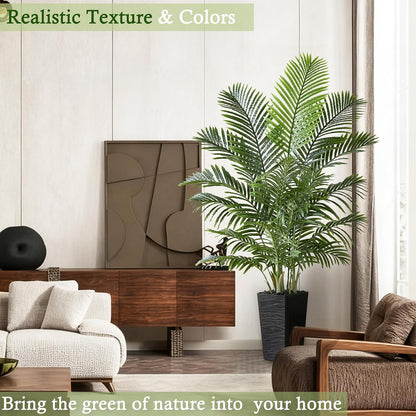 Artificial Palm Tree:5FT Tall Fake Areca Palm Plant (Black Planter)