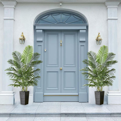 Artificial Palm Tree:5FT Tall Fake Areca Palm Plant (Black Planter)