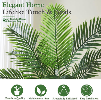 Artificial Palm Tree:5FT Tall Fake Areca Palm Plant (Black Planter)