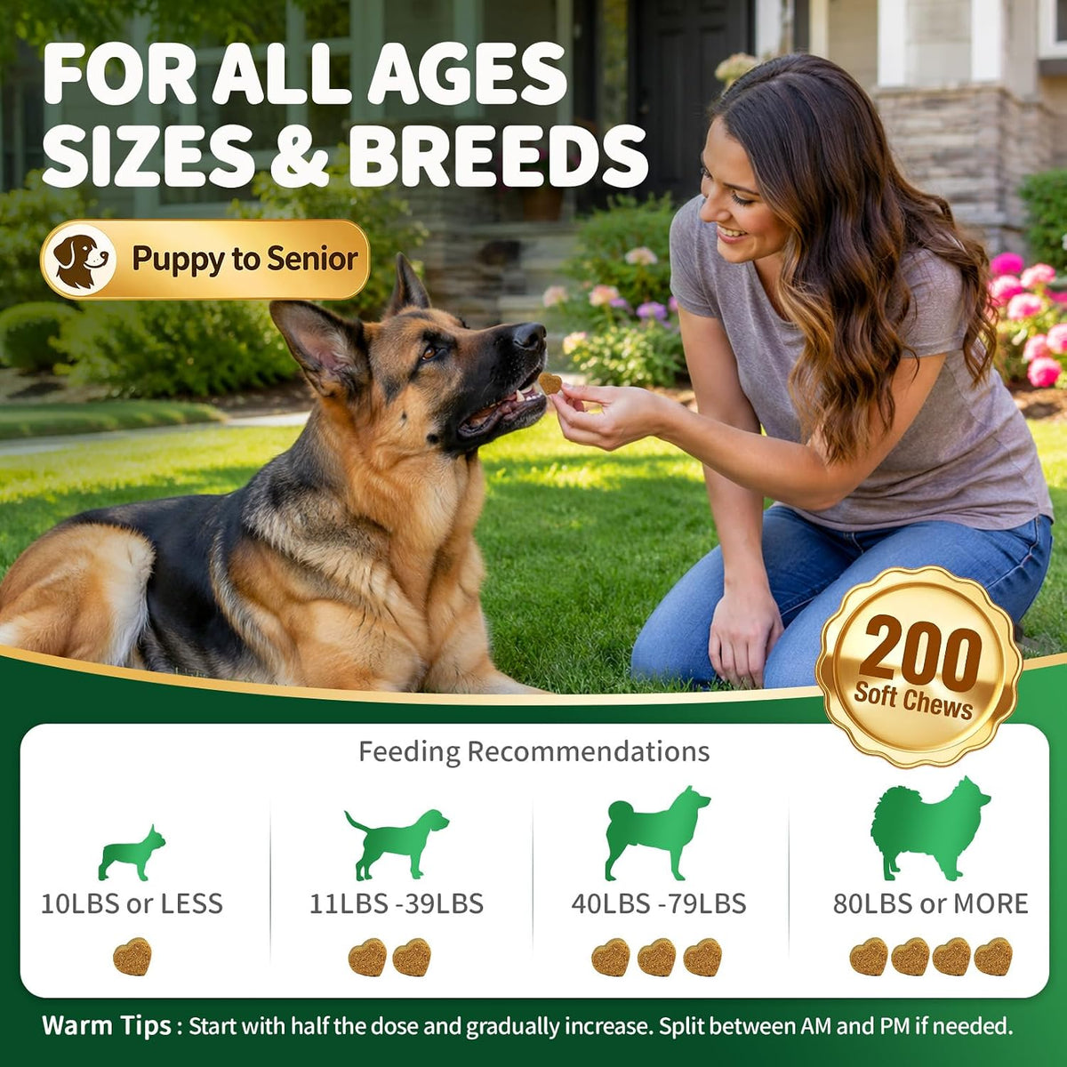 Dog Urine Neutralizer for Lawn, Green Grass Chews for Dogs, 200 Ct, Chicken