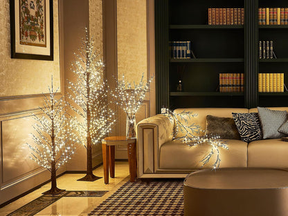 Birch Garland with Lights 6FT 120 Fairy Lights Plug in, Lighted White Twig Vine Garland for Home Mantle Wall Christmas Decoration Inside Outside