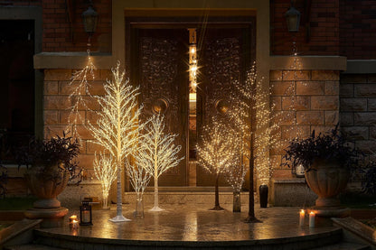 Birch Garland with Lights 6FT 120 Fairy Lights Plug in, Lighted White Twig Vine Garland for Home Mantle Wall Christmas Decoration Inside Outside