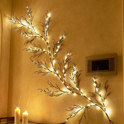 Birch Garland with Lights 6FT 120 Fairy Lights Plug in, Lighted White Twig Vine Garland for Home Mantle Wall Christmas Decoration Inside Outside