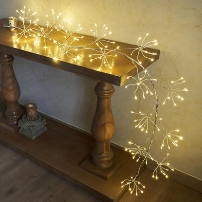 Birch Garland with Lights 6FT 120 Fairy Lights Plug in, Lighted White Twig Vine Garland for Home Mantle Wall Christmas Decoration Inside Outside