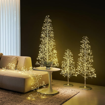 Birch Garland with Lights 6FT 120 Fairy Lights Plug in, Lighted White Twig Vine Garland for Home Mantle Wall Christmas Decoration Inside Outside