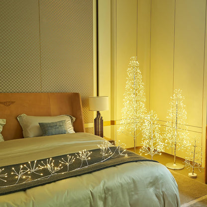 Birch Garland with Lights 6FT 120 Fairy Lights Plug in, Lighted White Twig Vine Garland for Home Mantle Wall Christmas Decoration Inside Outside