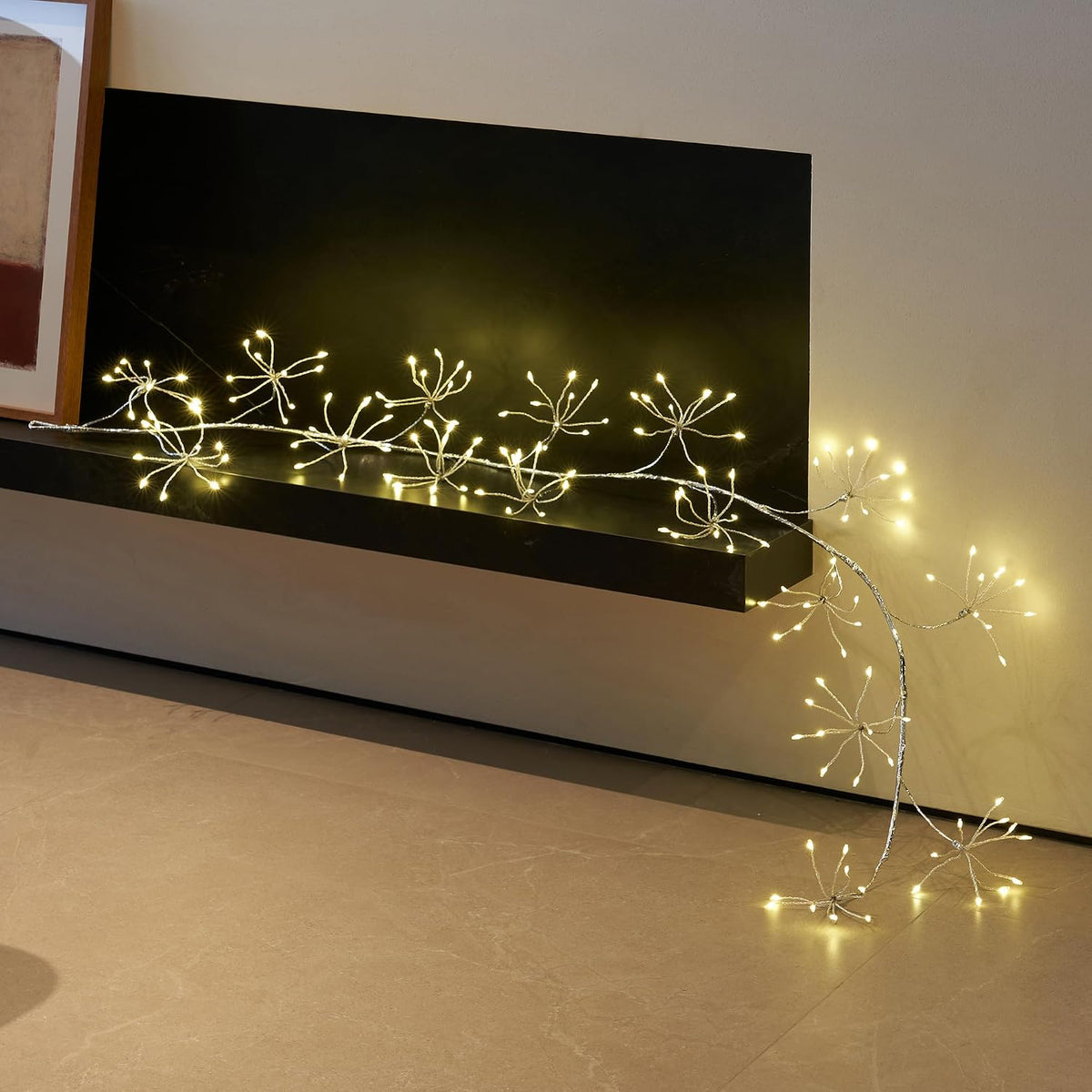 Birch Garland with Lights 6FT 120 Fairy Lights Plug in, Lighted White Twig Vine Garland for Home Mantle Wall Christmas Decoration Inside Outside