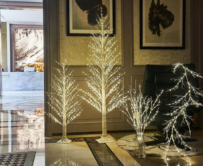 Birch Garland with Lights 6FT 120 Fairy Lights Plug in, Lighted White Twig Vine Garland for Home Mantle Wall Christmas Decoration Inside Outside