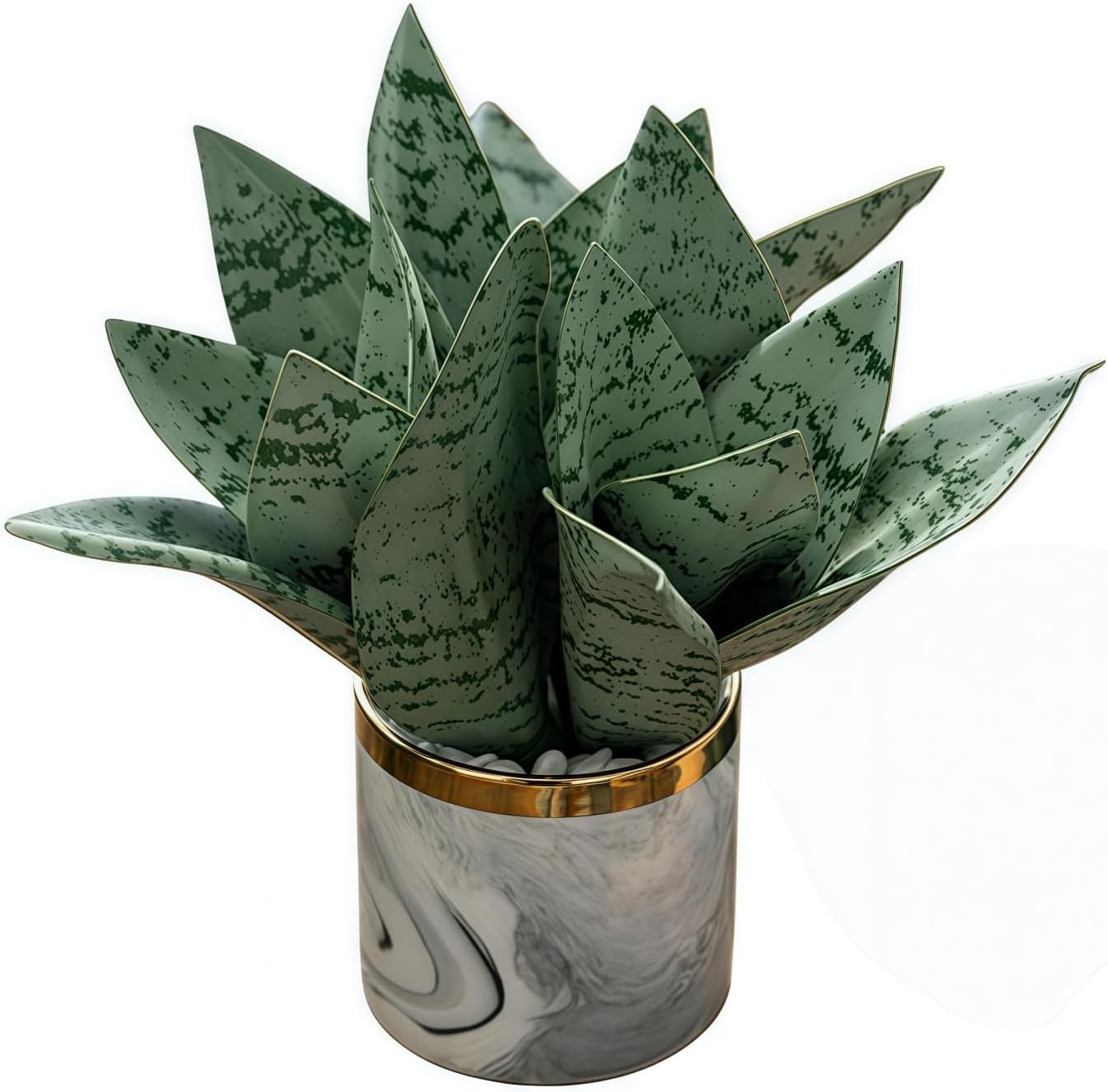 4 Pcs Artificial Snake Plants,Faux Snake Plant 7.48" Tropical Fake Plants Mini Tongue Plant for Home, Office & Garden Décor,Without Vase (Greenish-Yellow)