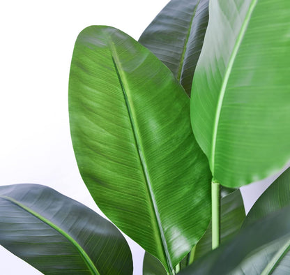 2Packs 4FT Artificial Bird of Paradise Plant,Faux Palm Tree Potted Plant with Real Touch Leaves,Fake Trees for Home Living Room Office Indoor Outdoor Decor(4 FT-2Packs)