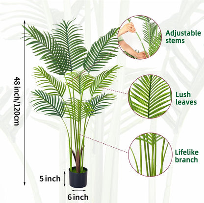 2Packs 4FT Artificial Bird of Paradise Plant,Faux Palm Tree Potted Plant with Real Touch Leaves,Fake Trees for Home Living Room Office Indoor Outdoor Decor(4 FT-2Packs)