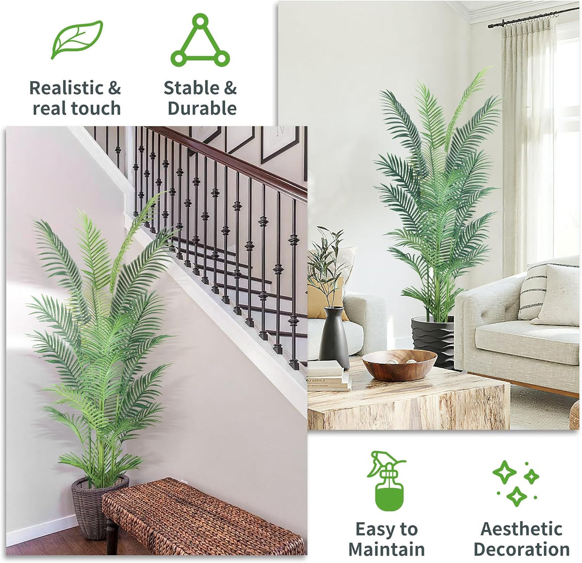 2Packs 4FT Artificial Bird of Paradise Plant,Faux Palm Tree Potted Plant with Real Touch Leaves,Fake Trees for Home Living Room Office Indoor Outdoor Decor(4 FT-2Packs)