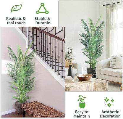 2Packs 4FT Artificial Bird of Paradise Plant,Faux Palm Tree Potted Plant with Real Touch Leaves,Fake Trees for Home Living Room Office Indoor Outdoor Decor(4 FT-2Packs)