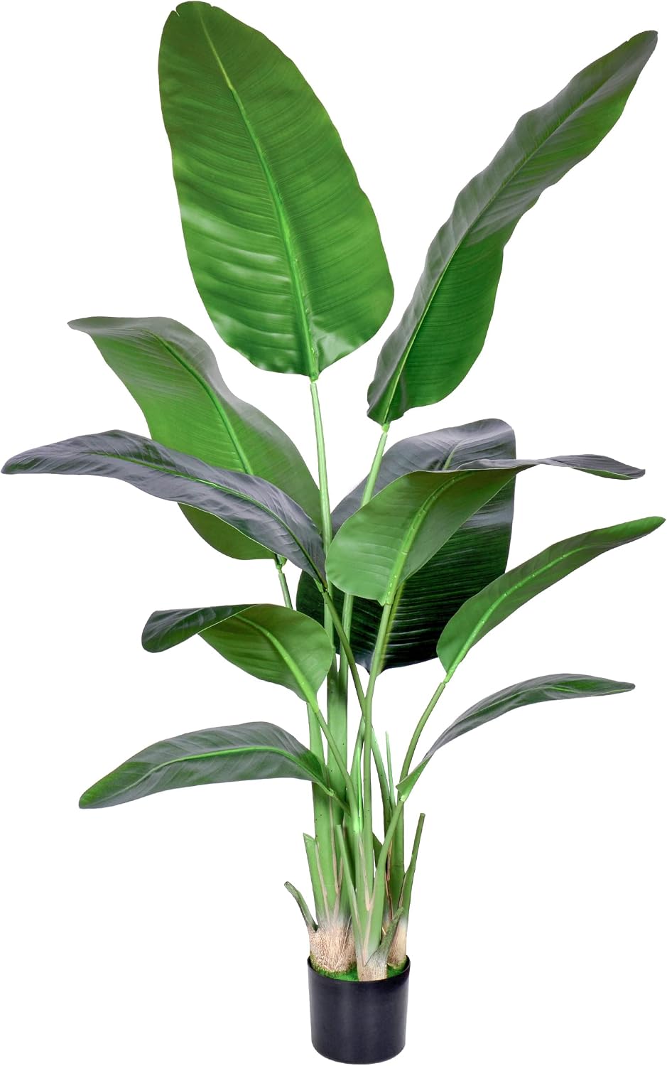 2Packs 4FT Artificial Bird of Paradise Plant,Faux Palm Tree Potted Plant with Real Touch Leaves,Fake Trees for Home Living Room Office Indoor Outdoor Decor(4 FT-2Packs)