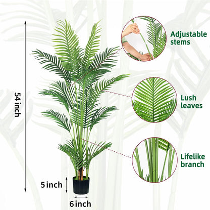 2Packs 4FT Artificial Bird of Paradise Plant,Faux Palm Tree Potted Plant with Real Touch Leaves,Fake Trees for Home Living Room Office Indoor Outdoor Decor(4 FT-2Packs)