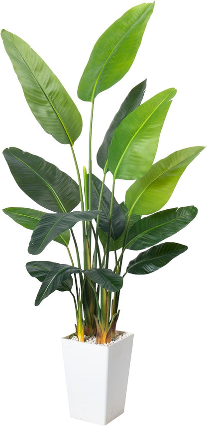 2Packs 4FT Artificial Bird of Paradise Plant,Faux Palm Tree Potted Plant with Real Touch Leaves,Fake Trees for Home Living Room Office Indoor Outdoor Decor(4 FT-2Packs)