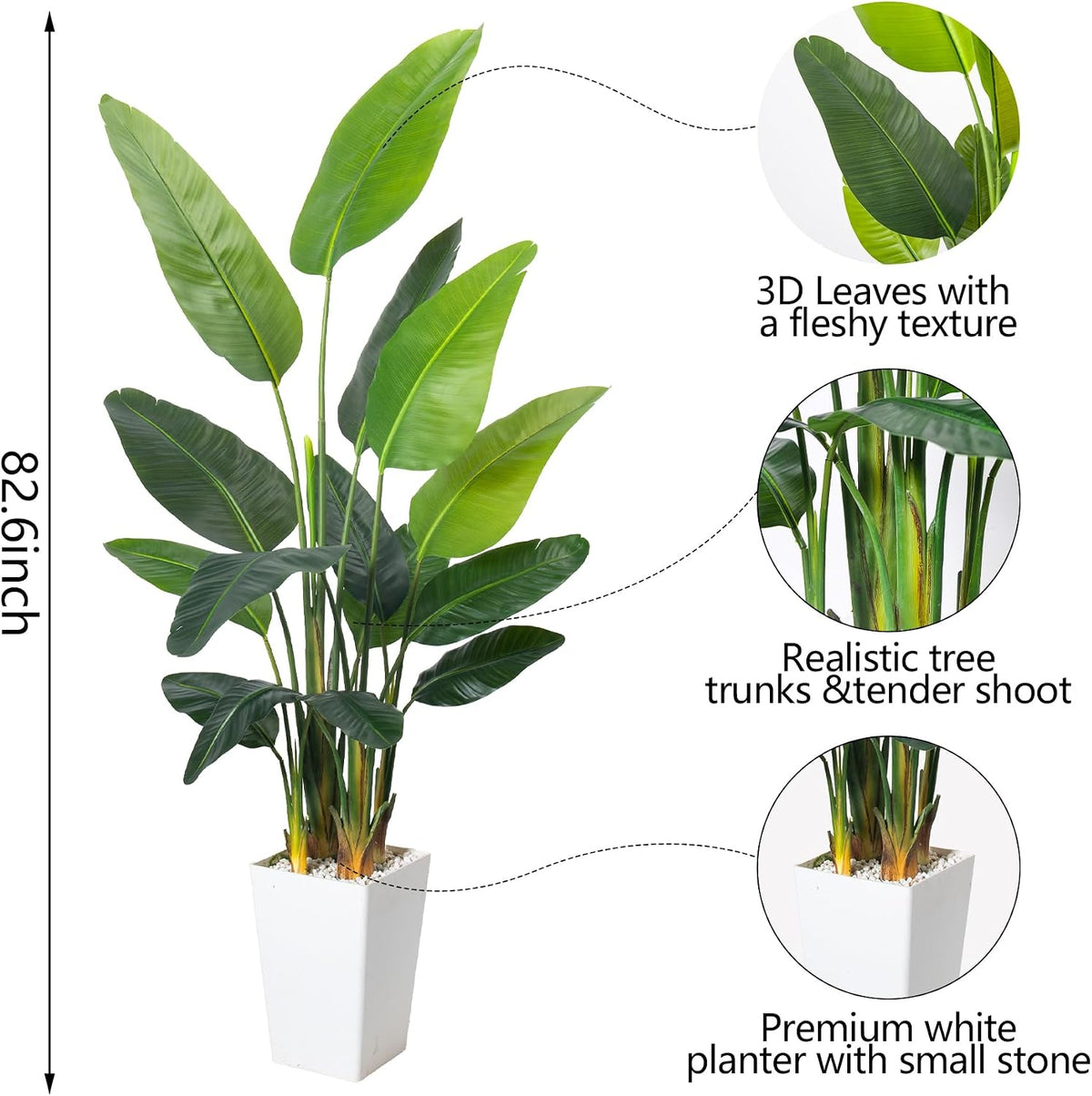 2Packs 4FT Artificial Bird of Paradise Plant,Faux Palm Tree Potted Plant with Real Touch Leaves,Fake Trees for Home Living Room Office Indoor Outdoor Decor(4 FT-2Packs)
