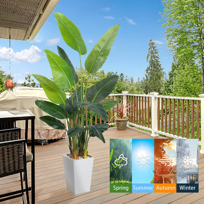 2Packs 4FT Artificial Bird of Paradise Plant,Faux Palm Tree Potted Plant with Real Touch Leaves,Fake Trees for Home Living Room Office Indoor Outdoor Decor(4 FT-2Packs)