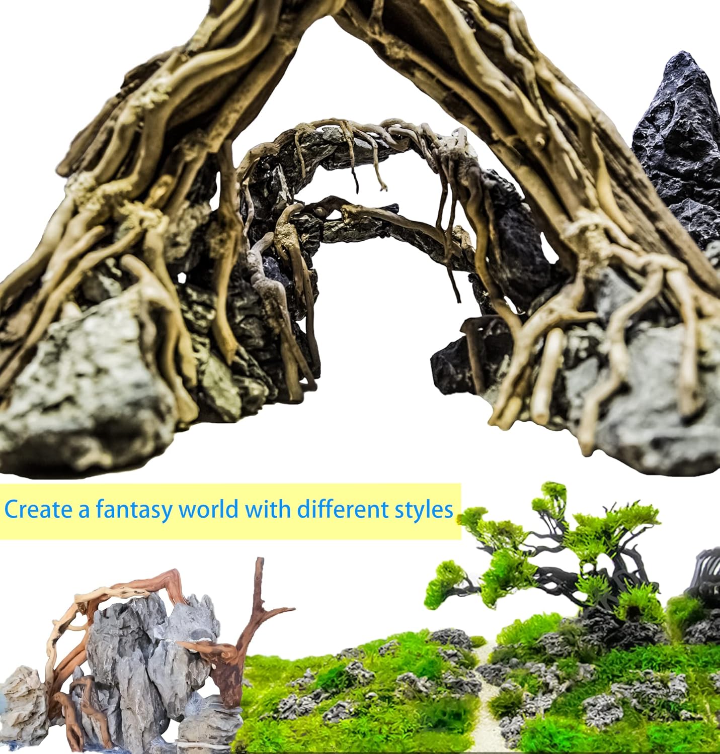 8-Pack Natural Driftwood, Sinkable Spider Wood (3.15''-4'') | Assorted Shapes Drift Wood, Aquarium Decor, Reptile Terrarium & Fish Tank Wood Branches Decoration