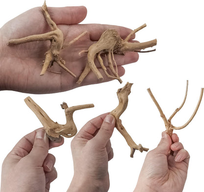 8-Pack Natural Driftwood, Sinkable Spider Wood (3.15''-4'') | Assorted Shapes Drift Wood, Aquarium Decor, Reptile Terrarium & Fish Tank Wood Branches Decoration