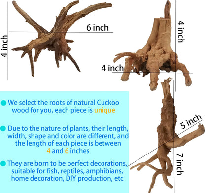8-Pack Natural Driftwood, Sinkable Spider Wood (3.15''-4'') | Assorted Shapes Drift Wood, Aquarium Decor, Reptile Terrarium & Fish Tank Wood Branches Decoration