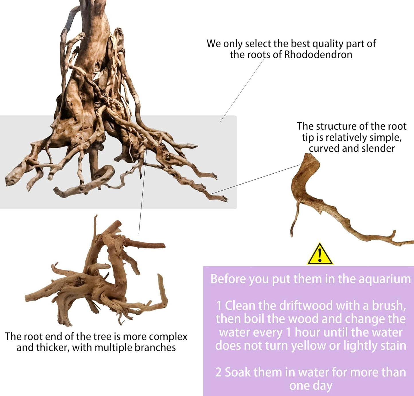8-Pack Natural Driftwood, Sinkable Spider Wood (3.15''-4'') | Assorted Shapes Drift Wood, Aquarium Decor, Reptile Terrarium & Fish Tank Wood Branches Decoration