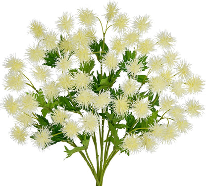 9 Heads Purple Dandelion Artificial Flowers 5Pcs Faux Dandelions Flowers Bush Arrangement Bouquets Fake Ball Mums Flower Stem for Indoor Home Decor Table Office Party Wedding Decoration