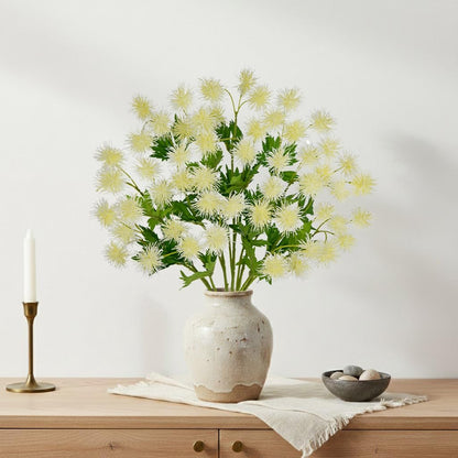 9 Heads Purple Dandelion Artificial Flowers 5Pcs Faux Dandelions Flowers Bush Arrangement Bouquets Fake Ball Mums Flower Stem for Indoor Home Decor Table Office Party Wedding Decoration
