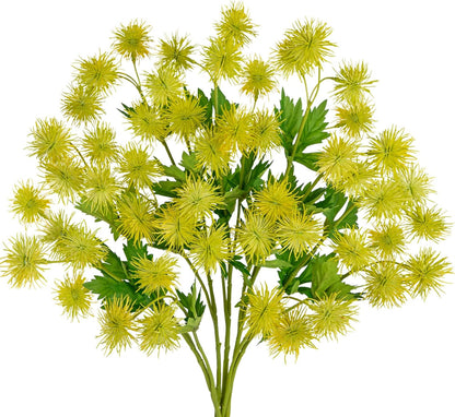 9 Heads Purple Dandelion Artificial Flowers 5Pcs Faux Dandelions Flowers Bush Arrangement Bouquets Fake Ball Mums Flower Stem for Indoor Home Decor Table Office Party Wedding Decoration