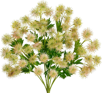 9 Heads Purple Dandelion Artificial Flowers 5Pcs Faux Dandelions Flowers Bush Arrangement Bouquets Fake Ball Mums Flower Stem for Indoor Home Decor Table Office Party Wedding Decoration