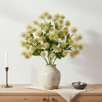 9 Heads Purple Dandelion Artificial Flowers 5Pcs Faux Dandelions Flowers Bush Arrangement Bouquets Fake Ball Mums Flower Stem for Indoor Home Decor Table Office Party Wedding Decoration
