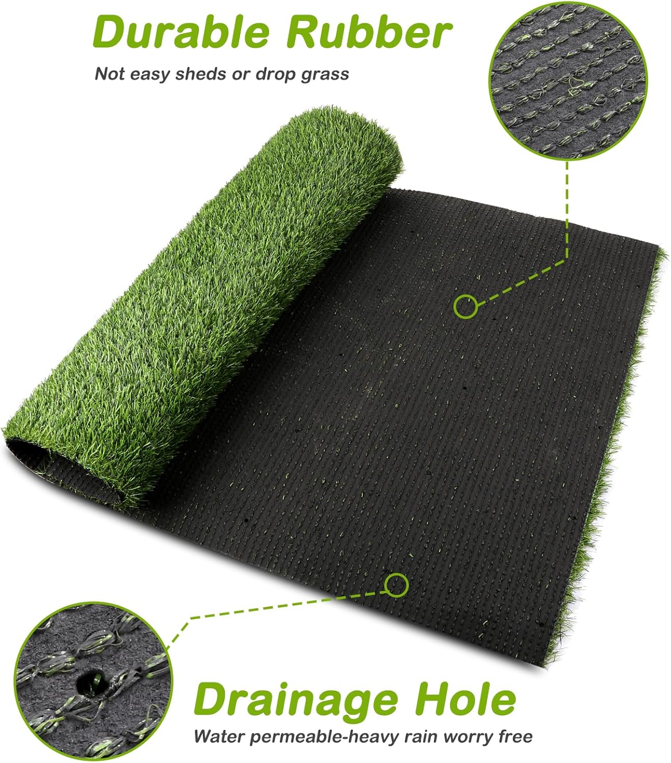 Artificial Grass, 47.3"x31.5" Professional Dog Grass Mat, Potty Training Rug and Replacement Turf Outdoor Rug Patio Lawn Decoration, Easy to Clean with Drainage Holes(47.3x31.5 inches)