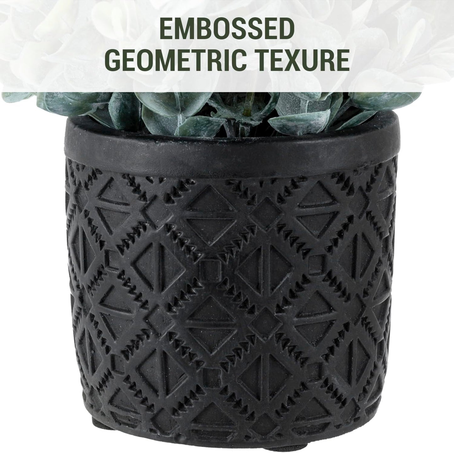 MyGift Artificial Eucalyptus Plant in Modern Gray Concrete Pots (1, Grey) | Realistic Faux Botanical Accent in embossed planter pot adds elegant, maintenance-free greenery for Home or Office