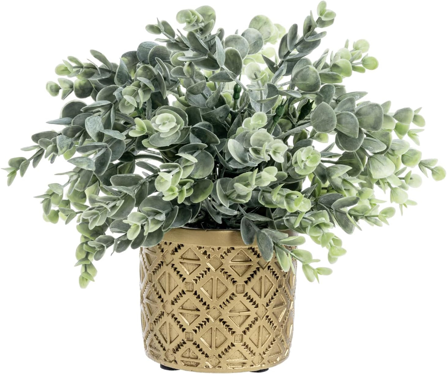 MyGift Artificial Eucalyptus Plant in Modern Gray Concrete Pots (1, Grey) | Realistic Faux Botanical Accent in embossed planter pot adds elegant, maintenance-free greenery for Home or Office