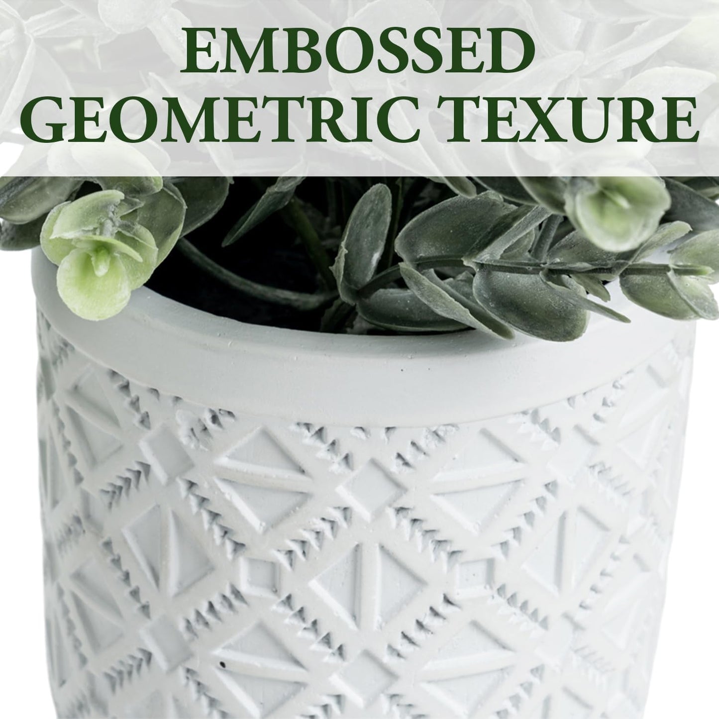 MyGift Artificial Eucalyptus Plant in Modern Gray Concrete Pots (1, Grey) | Realistic Faux Botanical Accent in embossed planter pot adds elegant, maintenance-free greenery for Home or Office