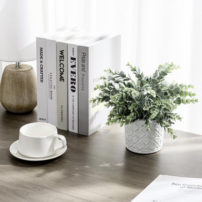 MyGift Artificial Eucalyptus Plant in Modern Gray Concrete Pots (1, Grey) | Realistic Faux Botanical Accent in embossed planter pot adds elegant, maintenance-free greenery for Home or Office