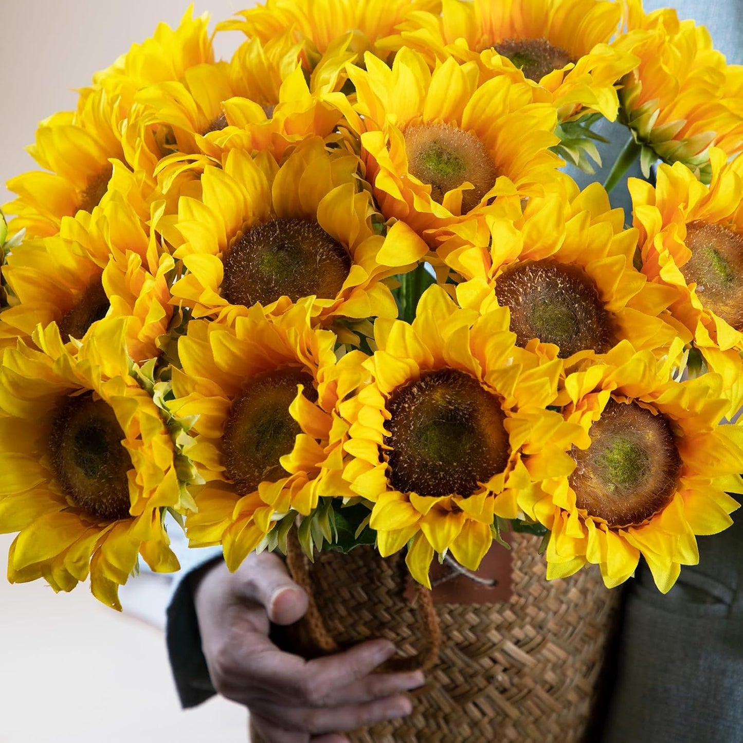 Sunflowers Artificial Flowers with Golden Yellow Long Stem Artificial Flower 10 Pcs for Home Decoration,Spring Easter Flowers,Wedding Arrangement(Golden Yellow)